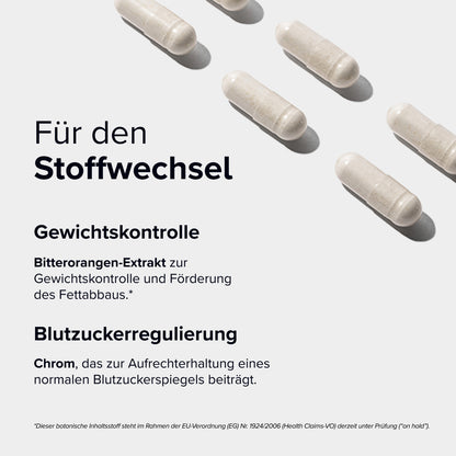 Dietbacs® mit dem Markenrohstoff Reducose® aus weißem Maulbeerblattextrakt – Hinweis auf Unterstützung des Kohlenhydratstoffwechsels des Pflanzenextrakts (On-Hold Botanical Claim).